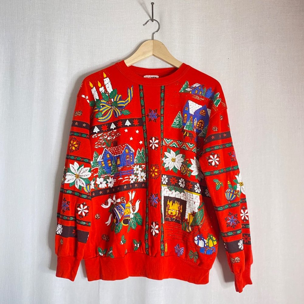 Vintage Christmas House Vibes Tacky Sweater L